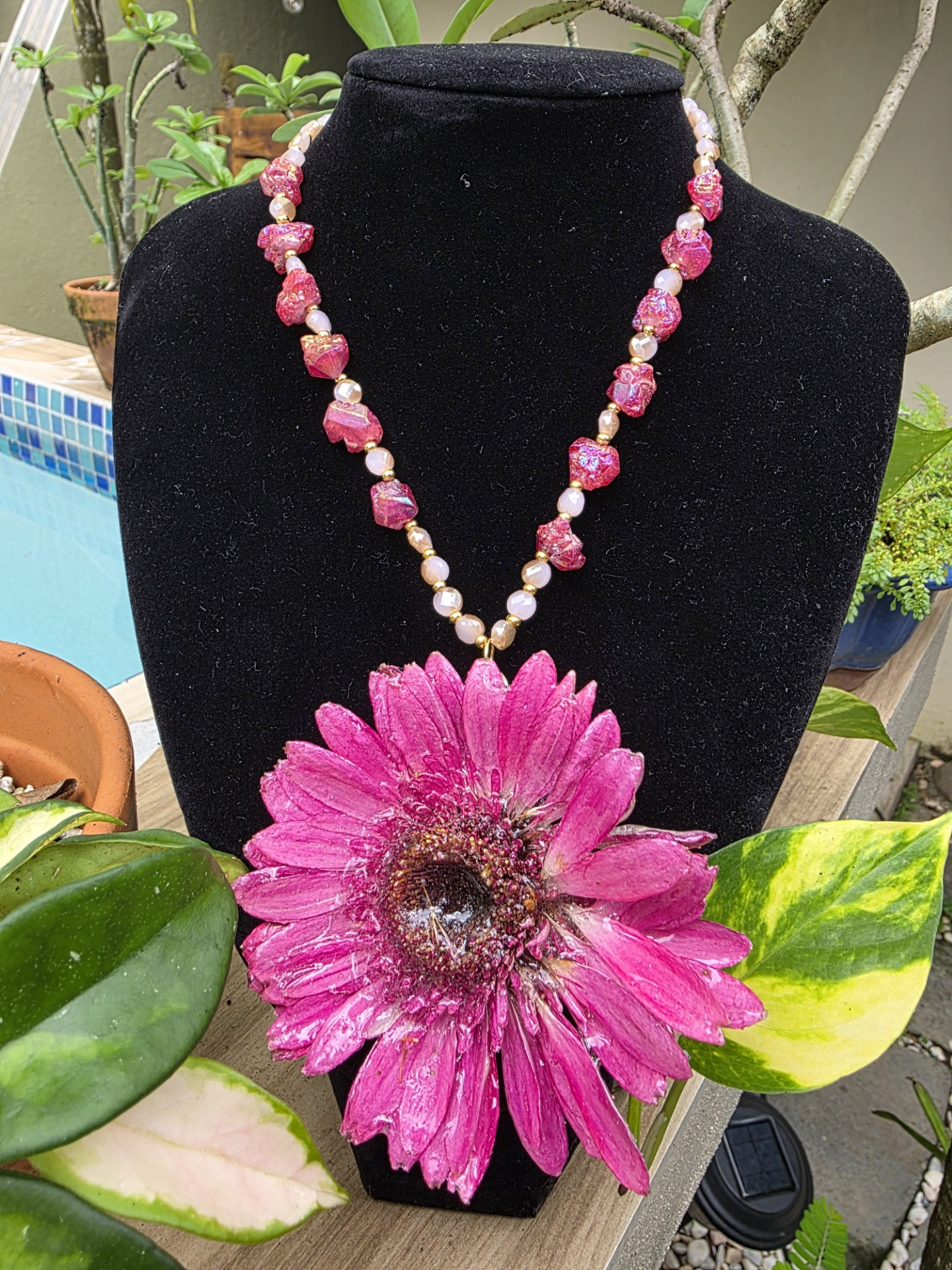 Margarita Africana y Cuarzo Rosado